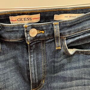 Guess 1981 Skinny Jeans - Indigo Denim with Gold Stitching